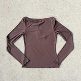 Sheer LS Tee - Mocha Mushroom