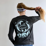 Chloe LS Tee - Cosmic Dolphin - Washed Black