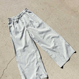 Jordyn Pants - White/Green Stripe
