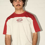 Lenny Panel Tee - Red/Grey Marle