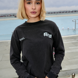 Chloe LS Tee - Cosmic Dolphin - Washed Black