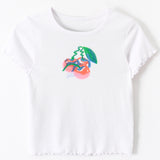 Cali Frill Tee - Spray Cherry - White