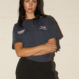 Boyfriend Tee - Racer Swirl - Vintage Navy