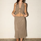 Marissa Midi Skirt - Stone Brown
