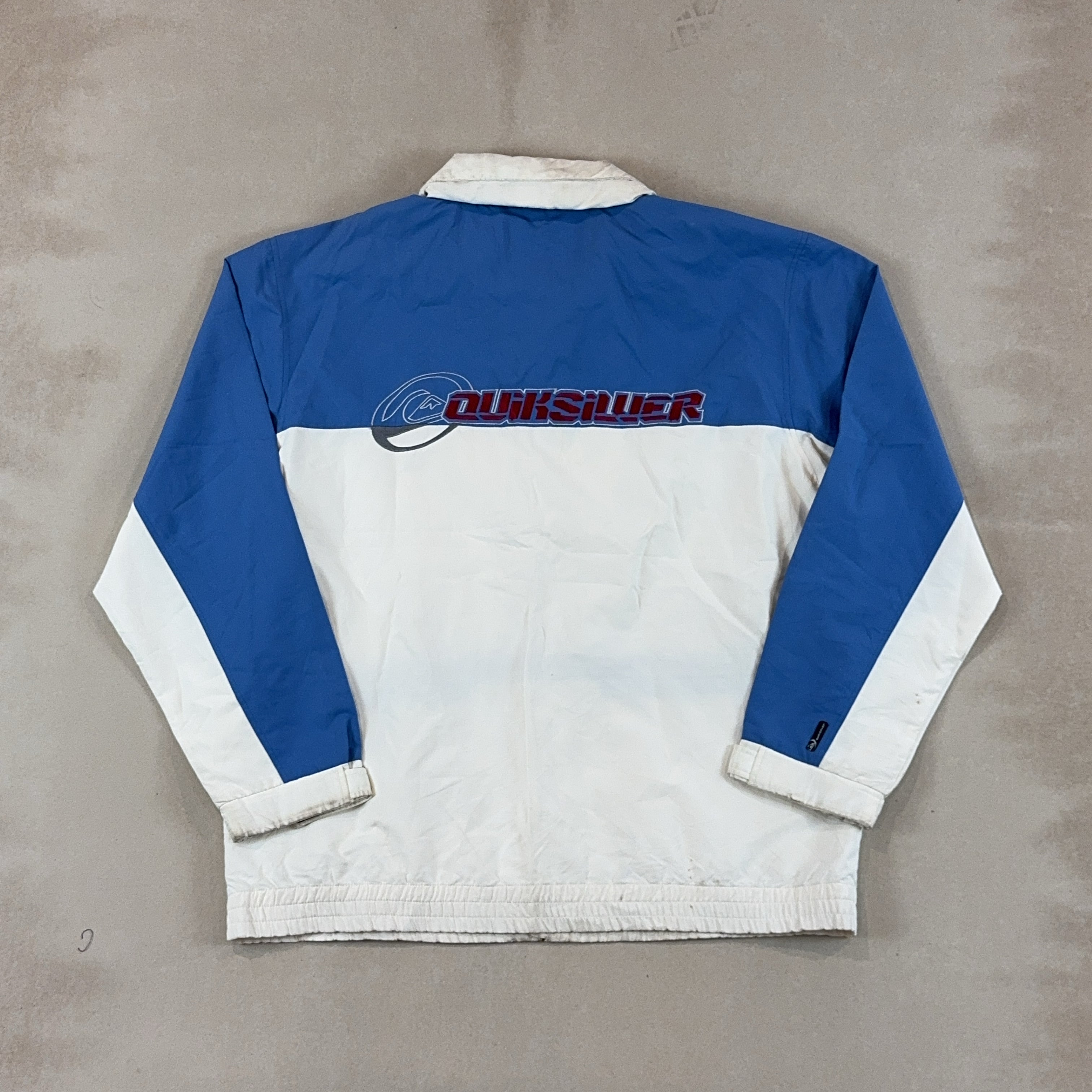 QUIKSILVER WHITE & BLUE JACKET - X LARGE