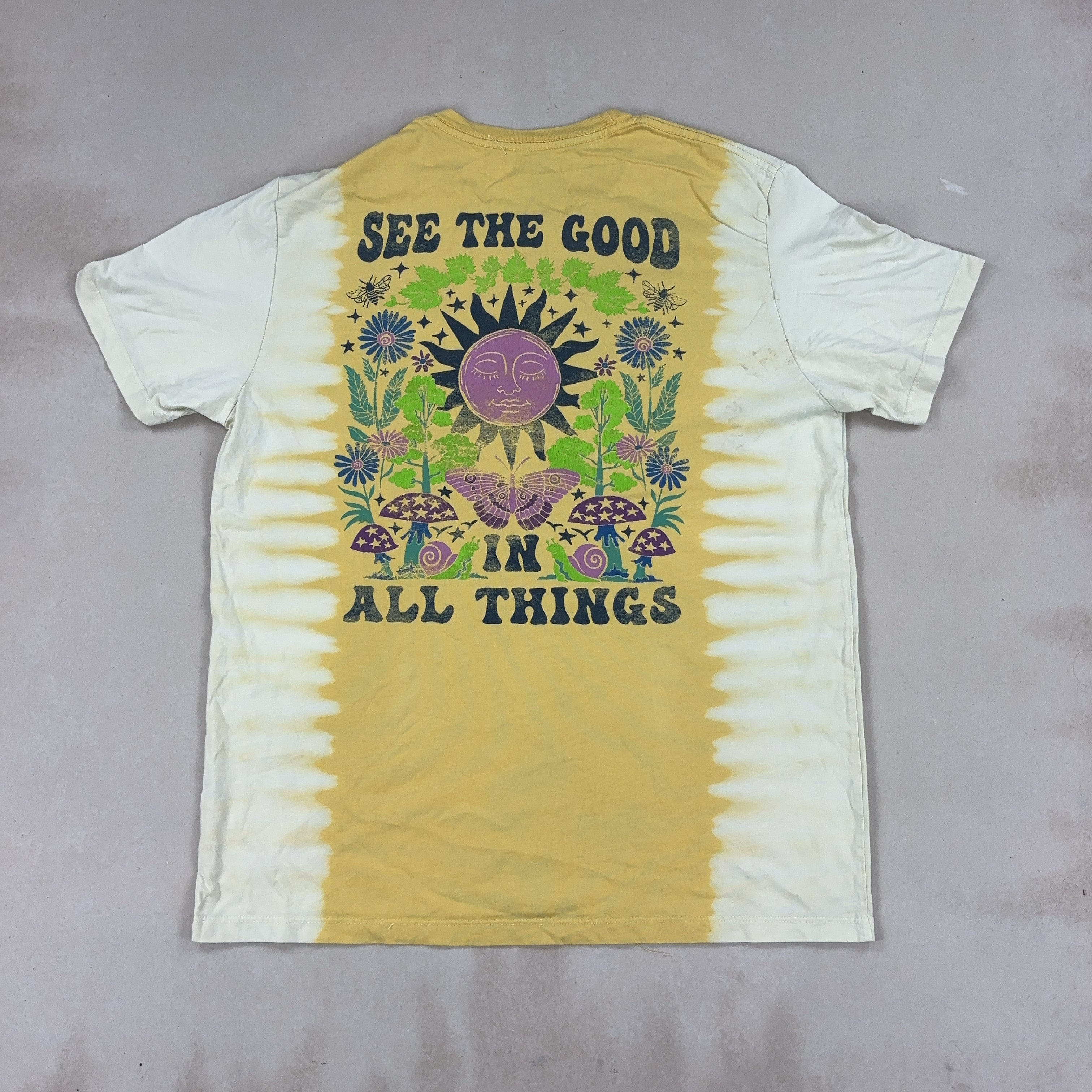 YELLOW TIE DYE TEE - X LARGE