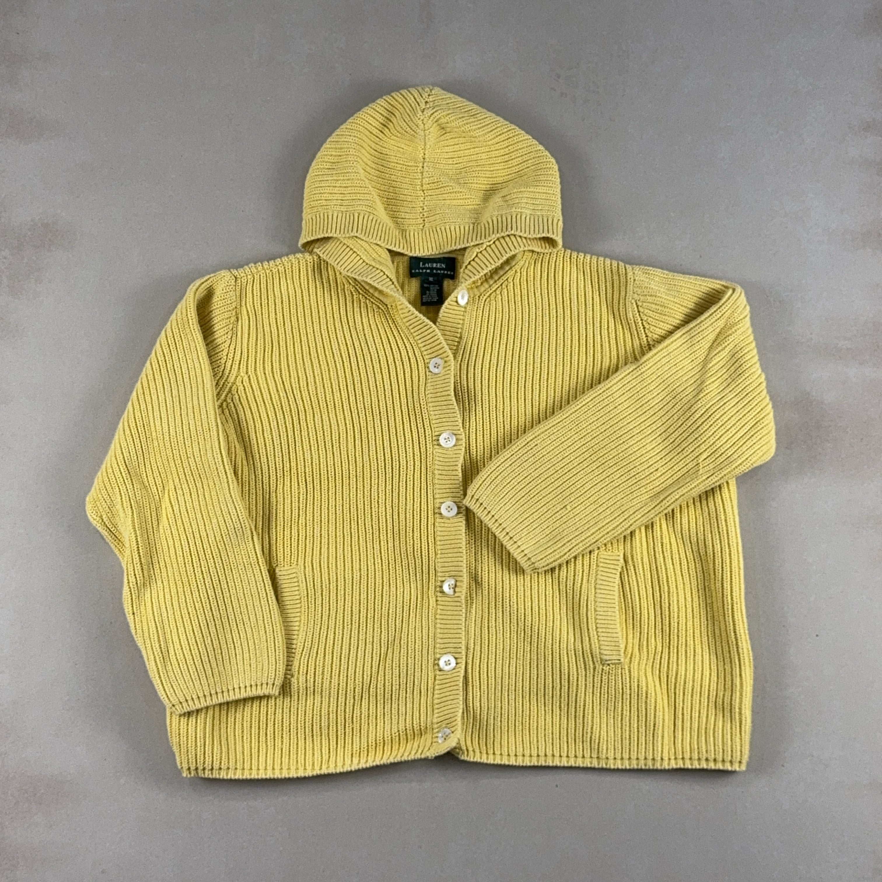 RALPH LAUREN YELLOW HOODED KNIT - X LARGE