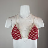 RED CHECKED BIKINI TOP - SMALL