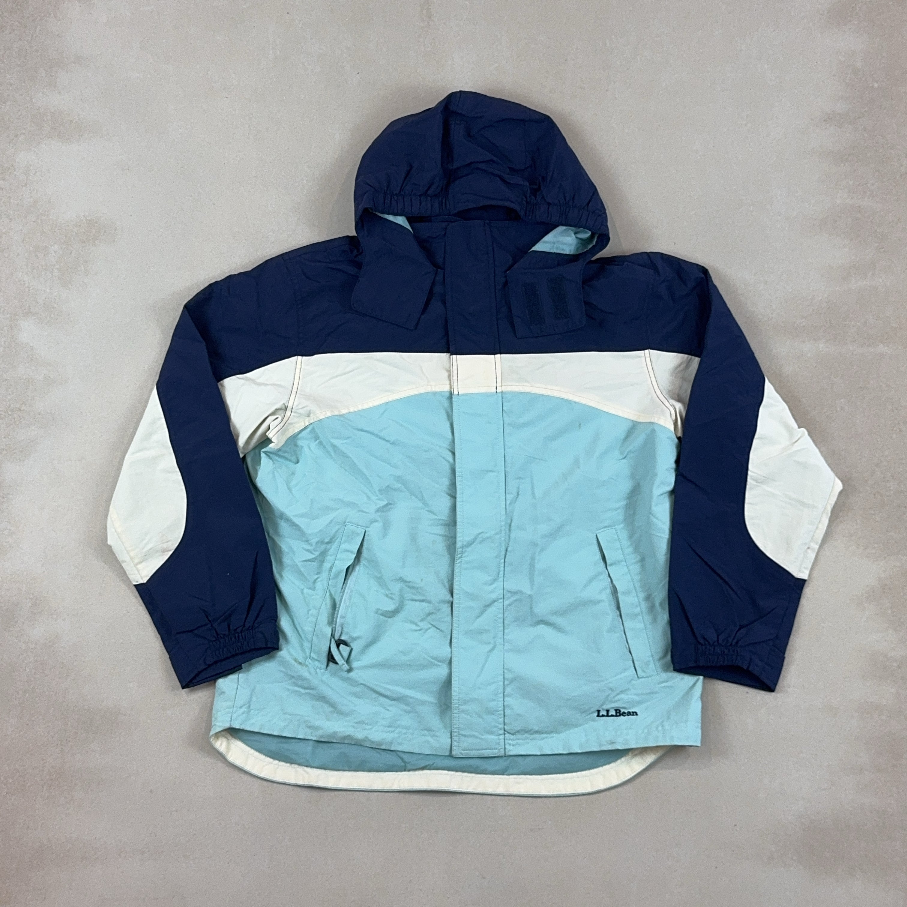 LL BEAN NAVY, BLUE & WHITE JACKET - MEDIUM