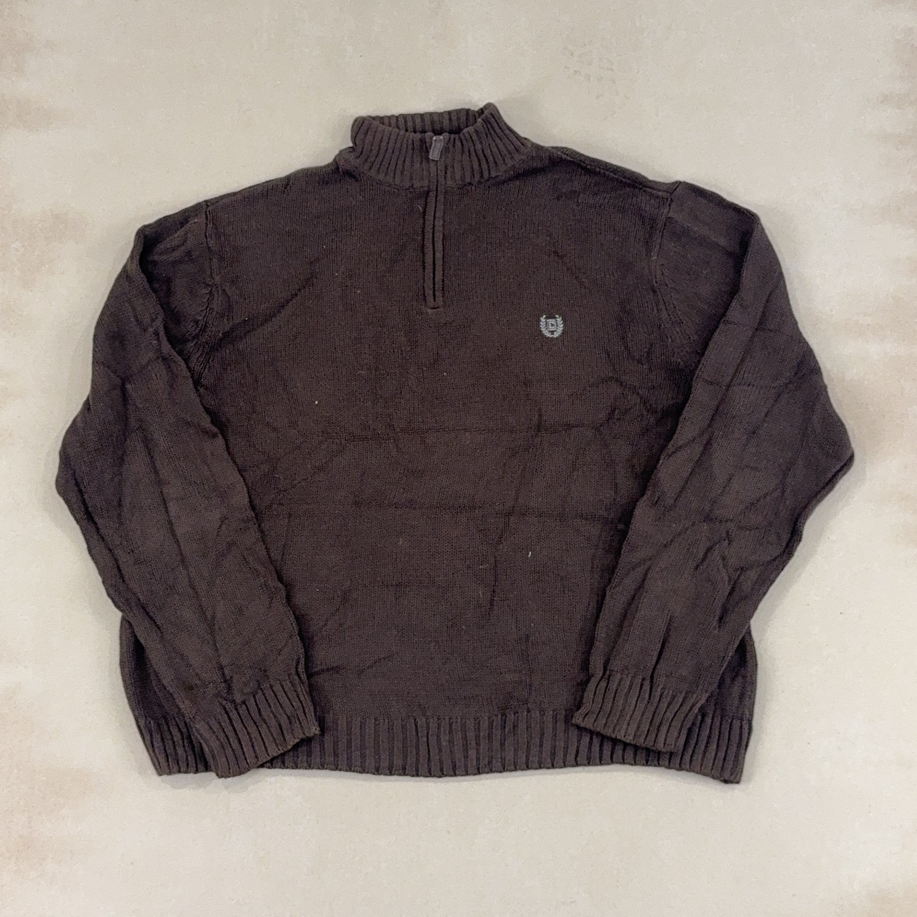 CHAPS BROWN QUARTER ZIP - X LARGE