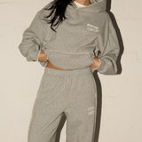 Blanket Stitch Trackies - Grey Marle / Cream