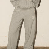 Blanket Stitch Trackies - Grey Marle / Cream