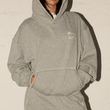 Blanket Stitch Hoodie - Grey Marle / Cream