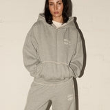 Blanket Stitch Hoodie - Grey Marle / Cream