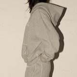Blanket Stitch Hoodie - Grey Marle / Cream