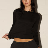 Button Top LS  - Black