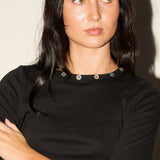 Button Top LS  - Black