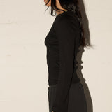 Button Top LS  - Black