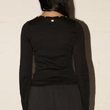 Button Top LS  - Black