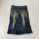 FADED DENIM SKIRT - SMALL