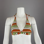 MULTI-COLOURED STRIPED BIKINI TOP - SMALL