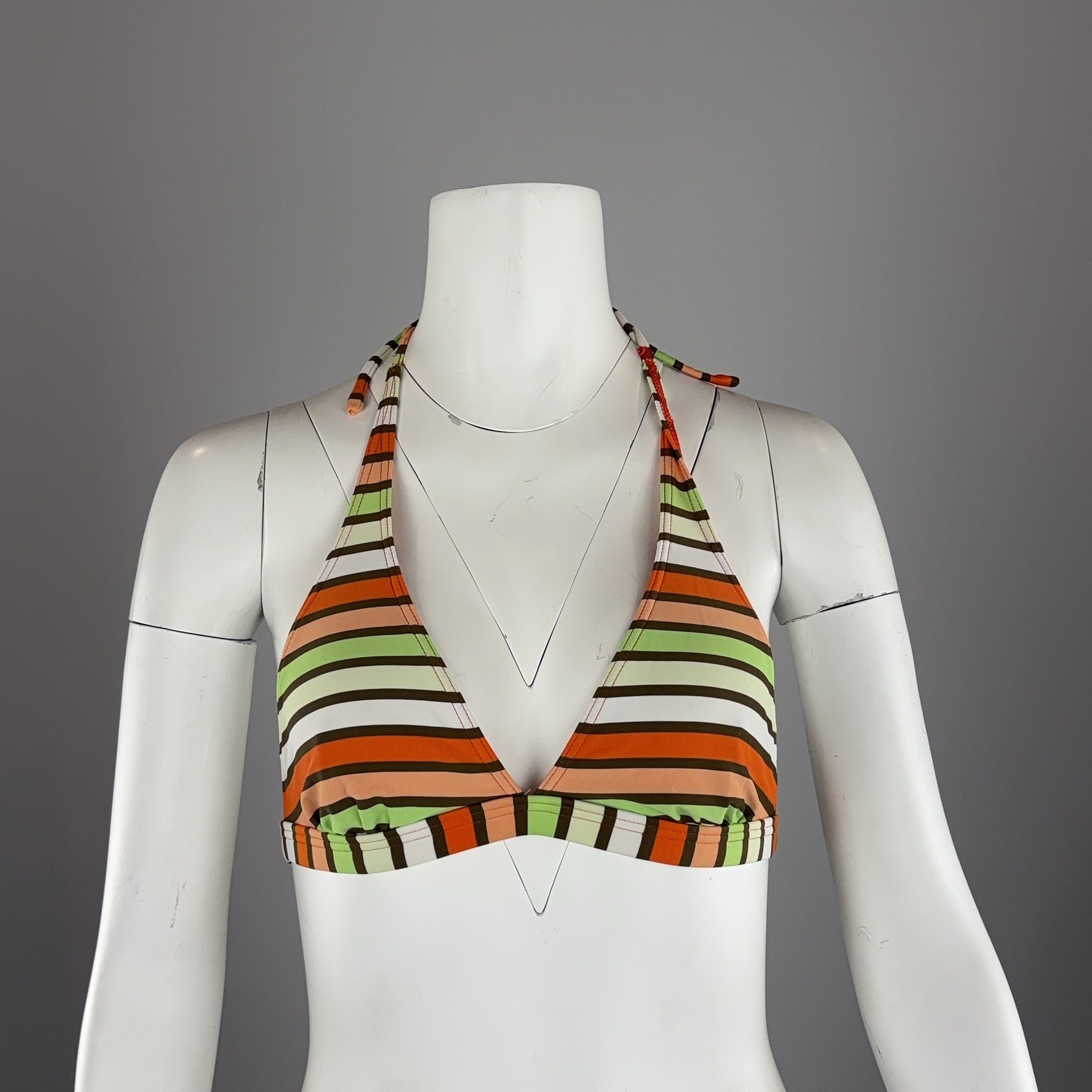 MULTI-COLOURED STRIPED BIKINI TOP - SMALL