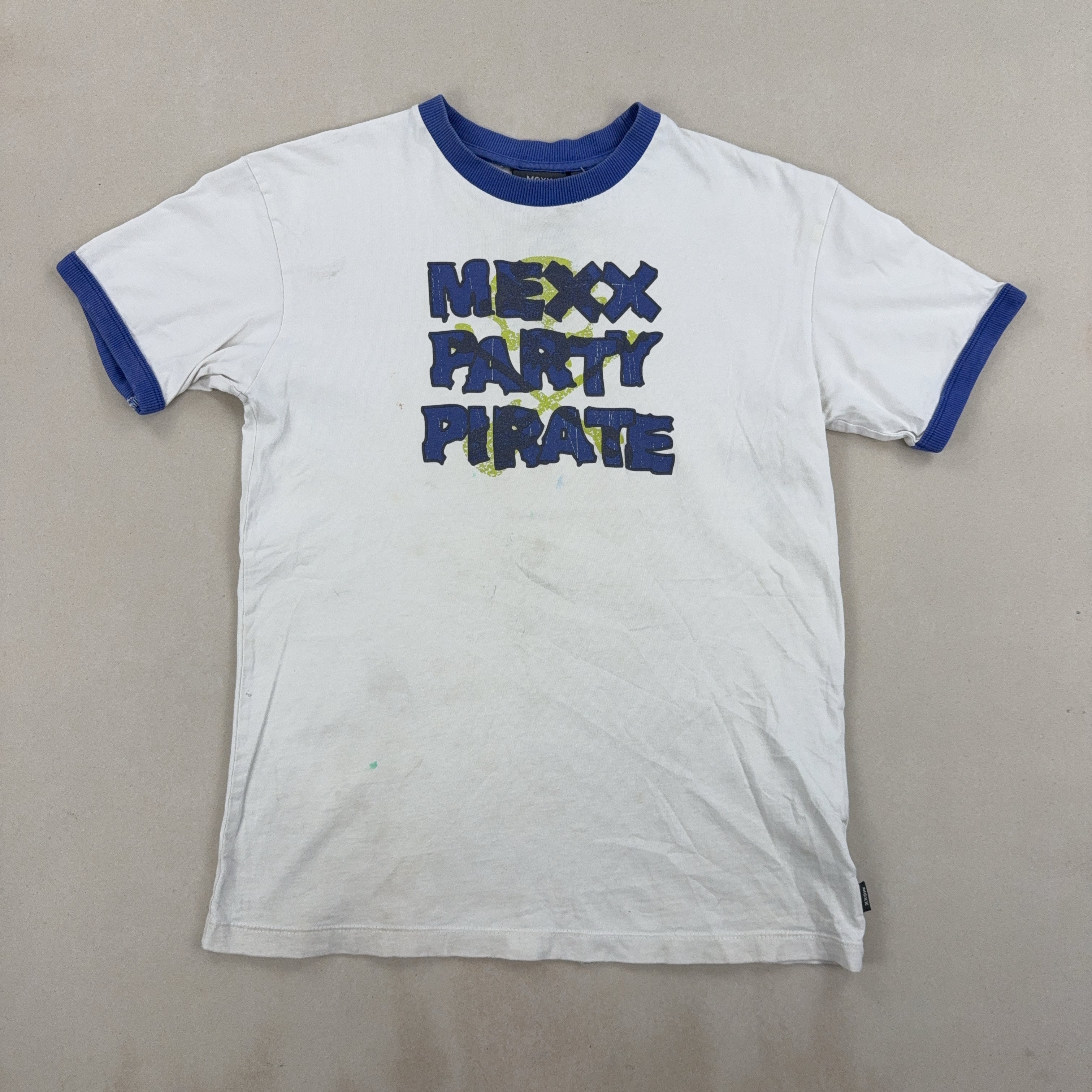 GRAPHIC RINGER - BLUE/WHITE TEE - SMALL
