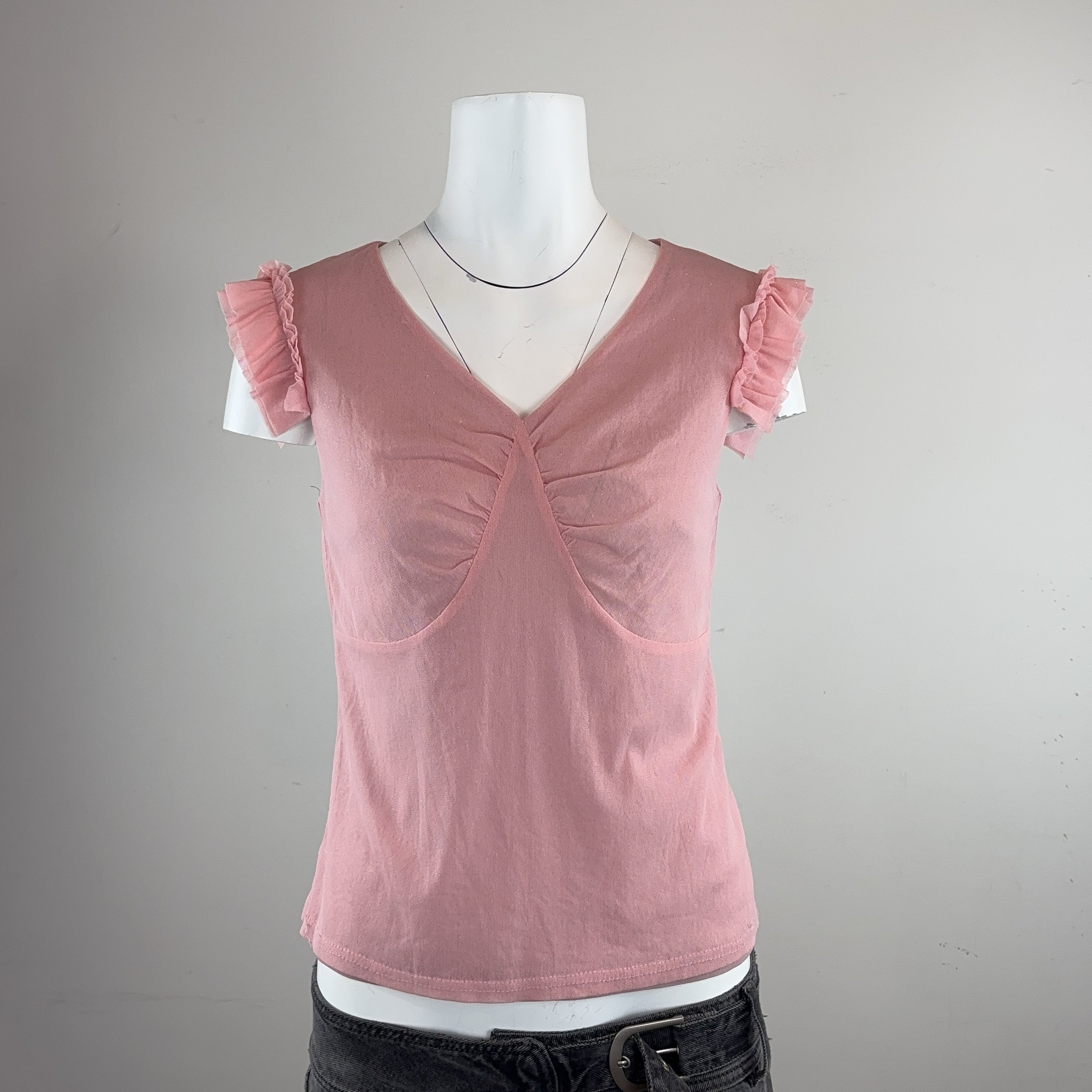 PINK V-NECK TOP - MEDIUM