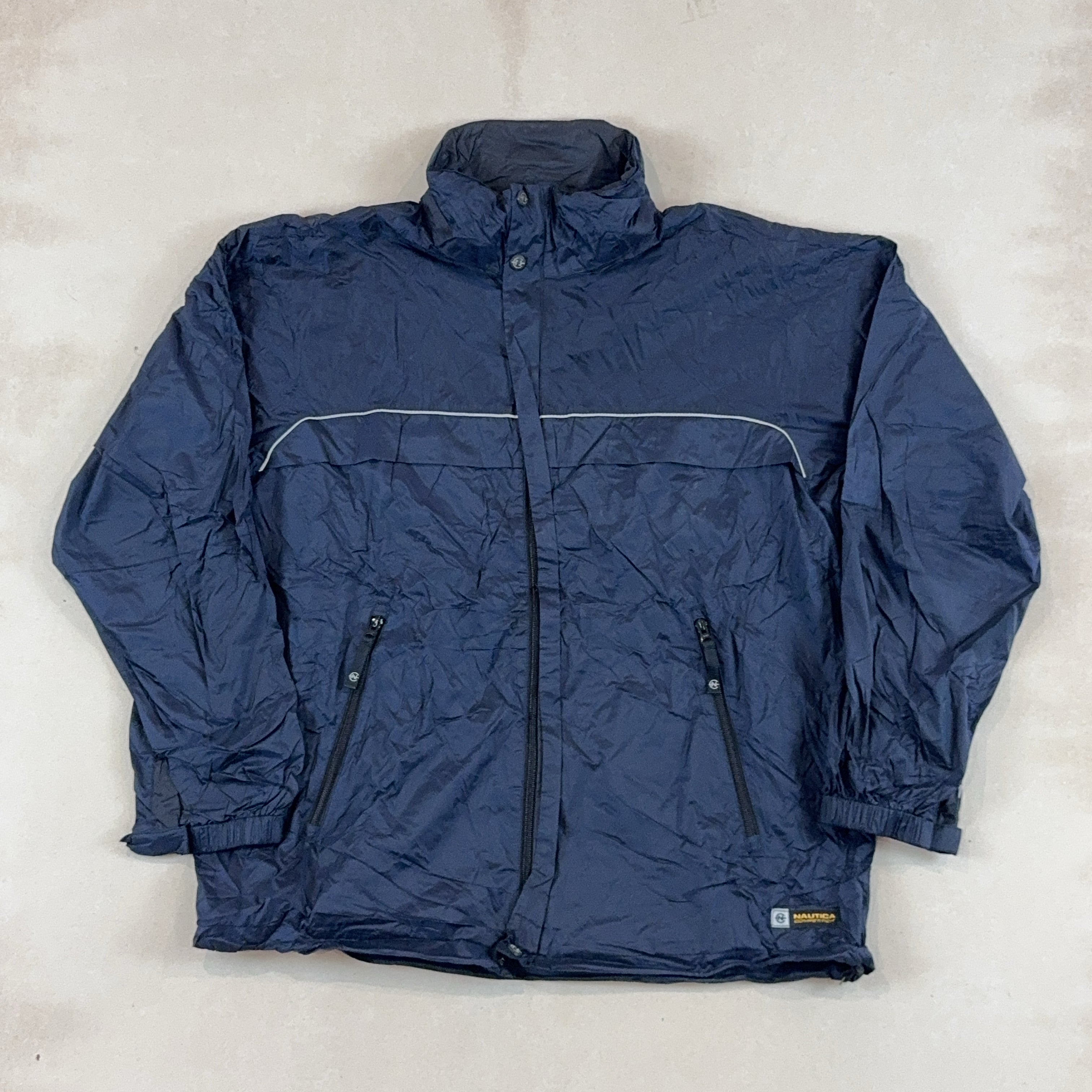 NAUTICA NAVY JACKET - LARGE – KHRMA CLOTHING NAUTICA NAVY JACKET - LARGE – KHRMA CLOTHING