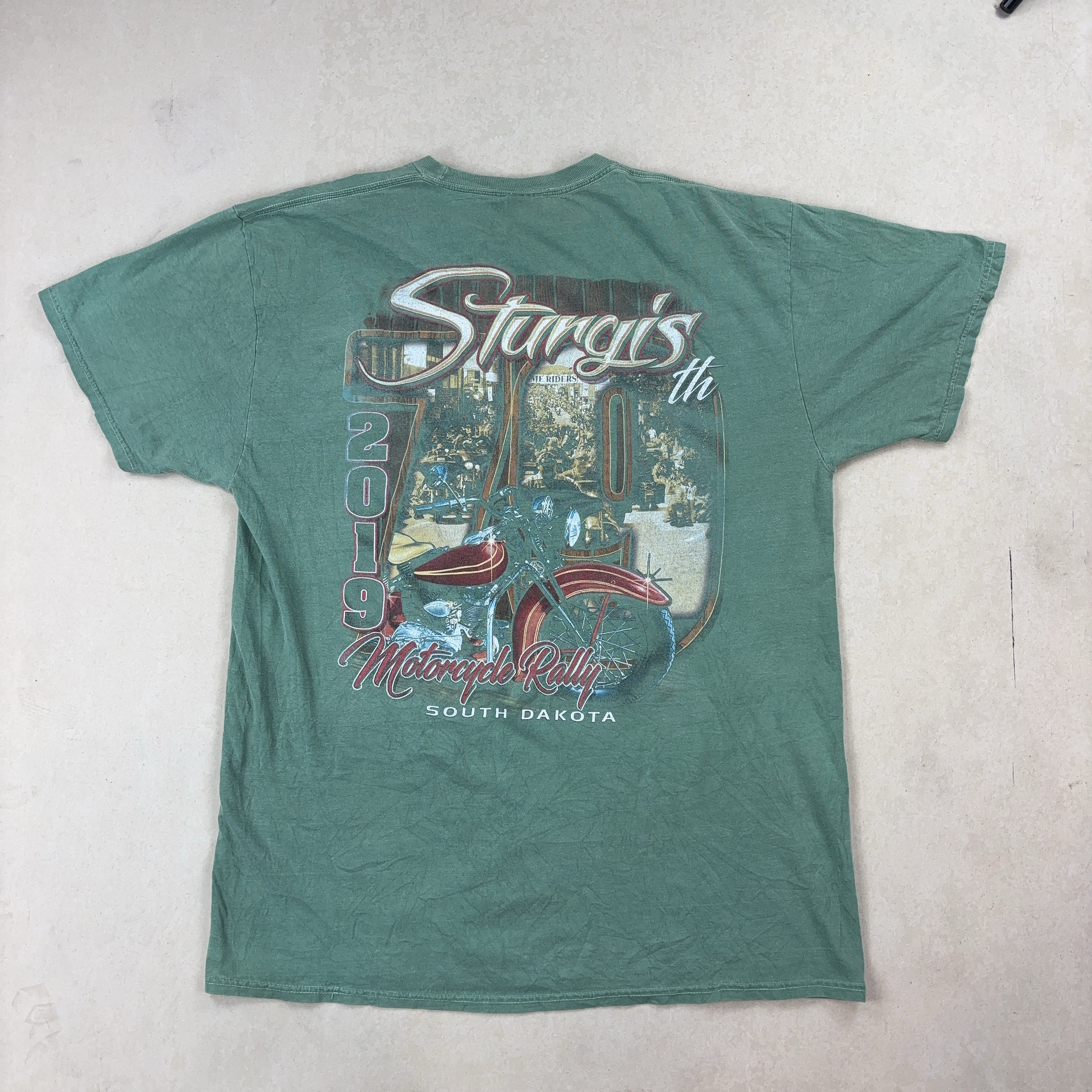 GRAPHIC FADED GREEN TEE - X LARGE