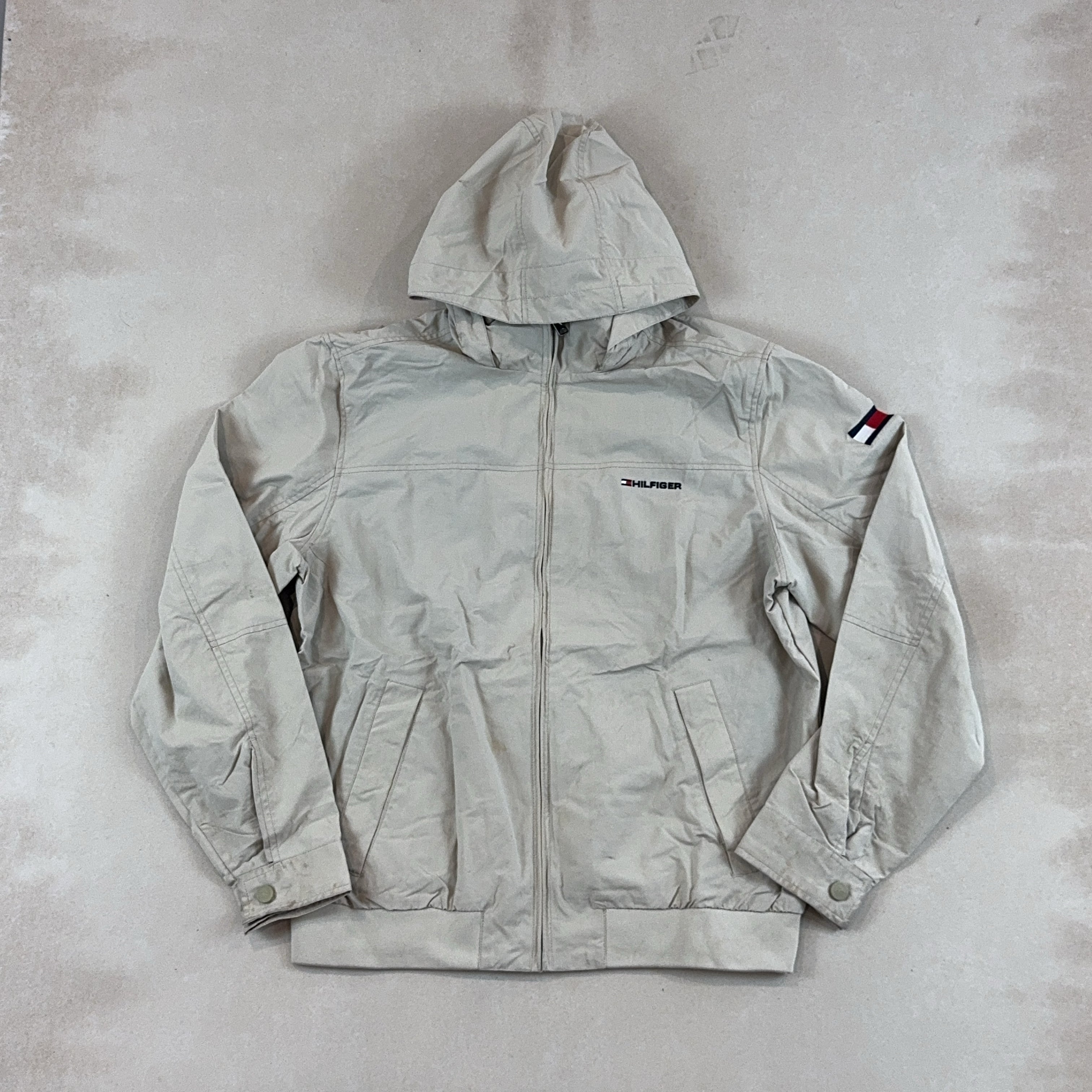 HILFIGER BEIGE HOOD JACKET - LARGE