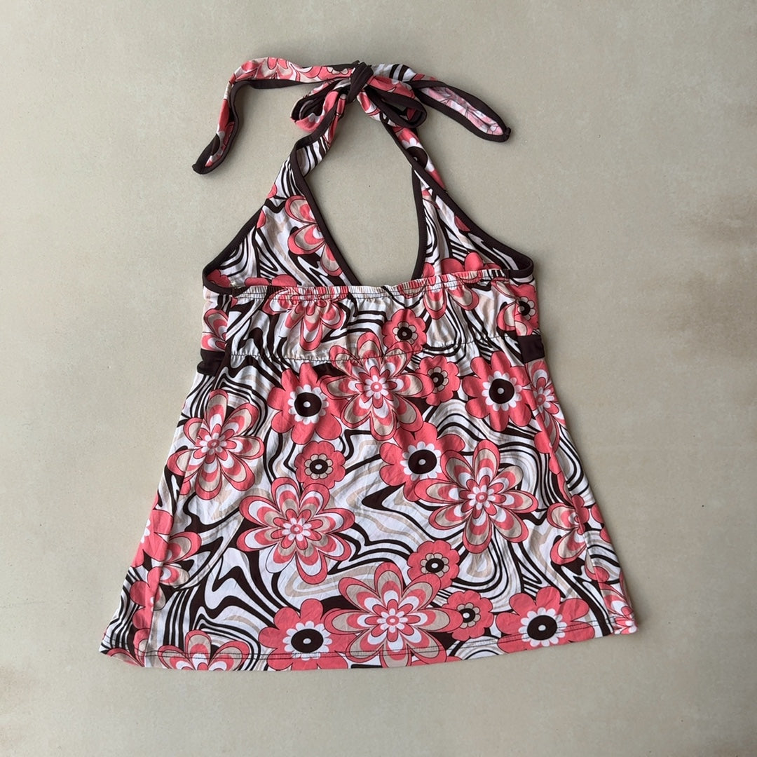 FLORAL HALTER TOP - LARGE
