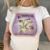 Georgie Tee - Orchid Stamp - Off White